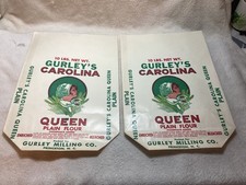 2 vintage Gurley’s Carolina Queen 10 lbs. flour bags Princeton, N.C.