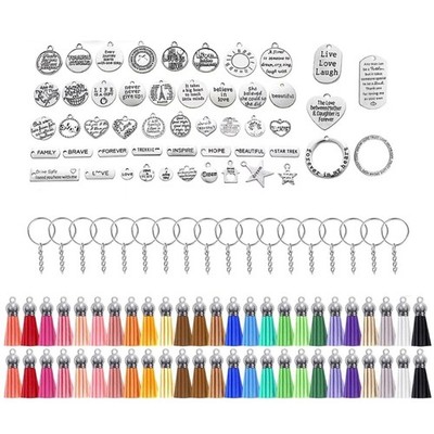 Unique Keyring Creation Kit Encouraging Word Charm Keychain Accessories for Girl