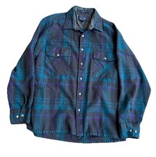 Back Packer Sportswear Shirt Mens Larg Plaid Flannel Button Up VTG