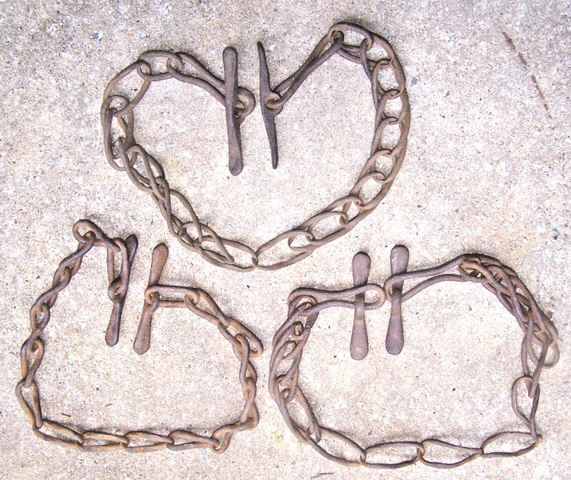 3 Antique- Blacksmith Hand Forged Horse Trace Chain with Hardware (Early )