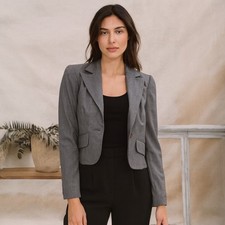 Trina Turk Gray Cropped Blazer Women  s Size 6   Tailored Office Jacket