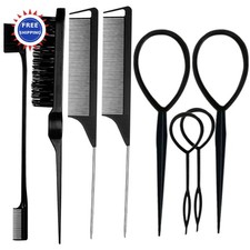 Hair Brushes Set 8Pcs 4Pcs 2Pcs ZVOREI Black Topsy Tail Tools Teasing Bristle