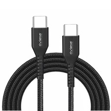 3 ft PD USB-C to USB-C High-Speed Charge Sync Nylon Braided Cable - Black