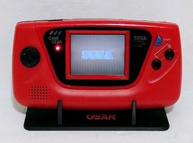 SEGA GameGear Portable Video Game System Red Shell W/ Game And Custom Stand 