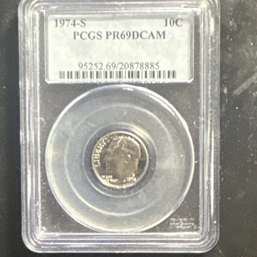 1974-S Roosevelt Dime PCGS PR69DCAM Silver Proof San Francisco 10C