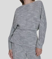 Halston Woman's Gray Boat-Neck Dolman-Sleeve Top Size M
