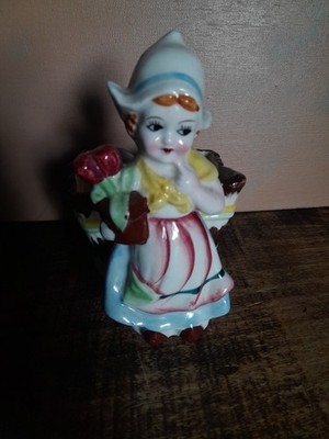 Vintage Little Dutch Girl Figurine Planter Vase 6'' X4''