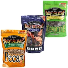 BBQr's Delight 3 Pack Pecan Black Walnut Mesquite Wood Pellets 3 x 1lb Bags