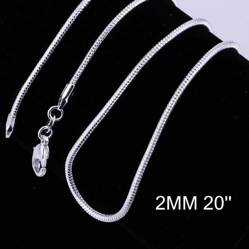 Collar Yuren 3 Piezas Plata de Ley 925 2mm Serpiente Cadena Joyería para Hombre y Foto 2 de 4