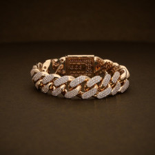 Pave Set Lab Grown Diamond 14 Cuban Bracelet for Men IGI Certified 10CTW Diamond