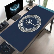 1pc Large Trishul Trident  Om Symbol Gaming Mouse Pad - Non-Slip Rubber Base