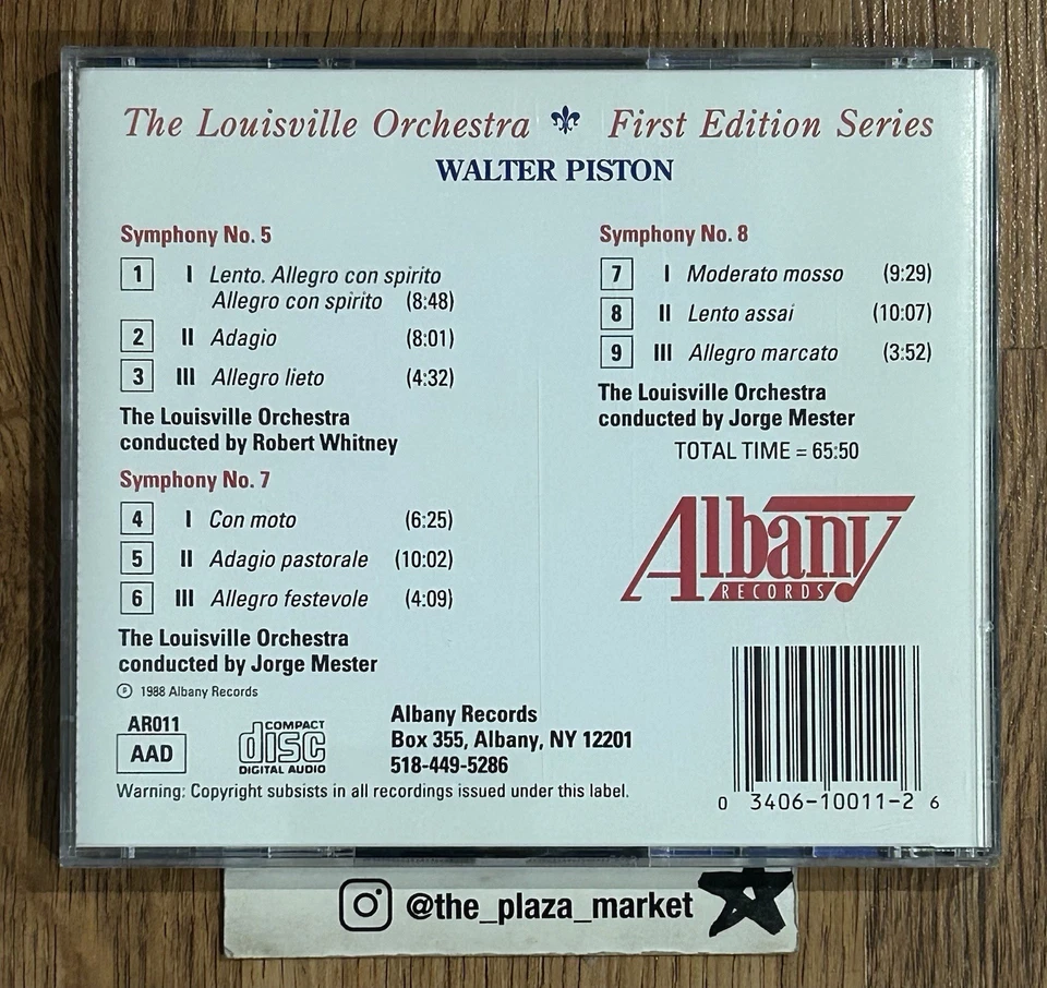 Walter Piston Symphonies #5, 7, & 8 Louisville Orchestra CD - Image 2 of 2