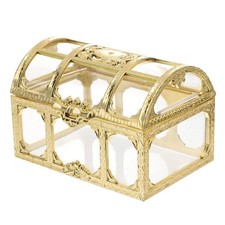 Gold Plastic Treasure Chest Box, Transparent Pirate Storage Organizer for Jew...