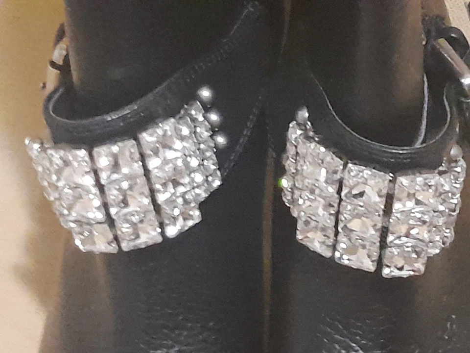 Karl Lagerfeld Mable Botín Hebilla Tachonado Estrás Cuero Negro Talla 6.5B Foto 4 de 4