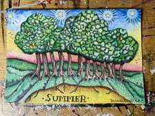Mixed Media Art Illustration - Watercolor And Ink On Paper - Summer