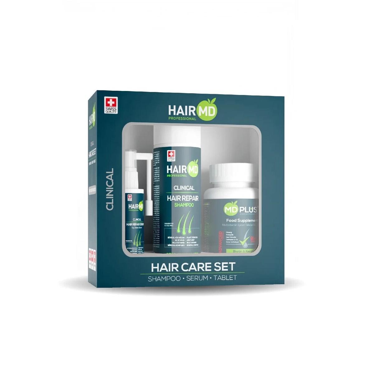 Kit Réparation Capillaire HairMD Professional - Shampooing 250ml + Sérum 60ml - Formule Anti-chute (Biotine, Procapil...) - Valable Jusqu'en 2026