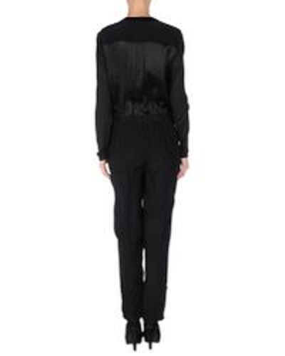 PURE DKNY $395 Side Belted Button Tab Cuff Hem Crepe Jumpsuit Black NWT P - Picture 2 of 11