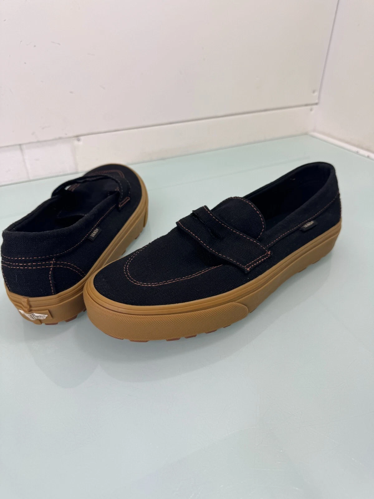 Sneaker mocassino slip on Vans Style 53 taglia 10 tela pesante nero nuovo senza scatola