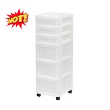 USA 6-Drawer Plastic Storage Cart with Organi...