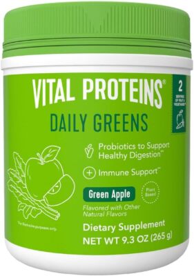 Vital Proteins Daily Greens Green Apple Flavor 9.3 OZ Pack of 2