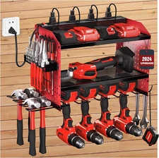 Power Tool Organizer with Charging Station, 4 Drill Holders, Heavy Duty Modular