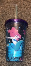 Disney Store The Little Mermaid Ariel Tumbler with Straw Cup Plastic With Water