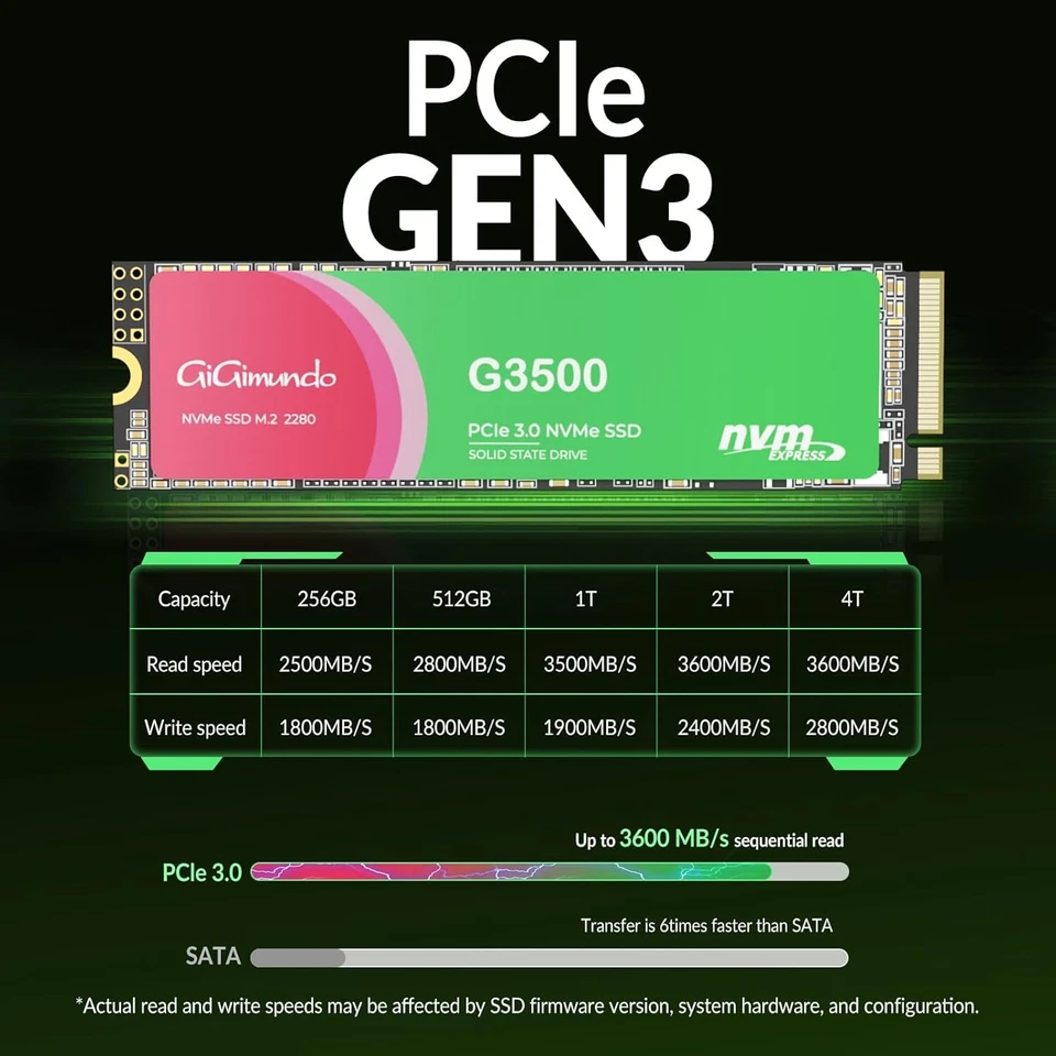 2TB SSD M.2 2280 NVMe PCIe Gen3x4 Internal Solid State Drive 3500mb/s PC Gamers - Image 3 of 4