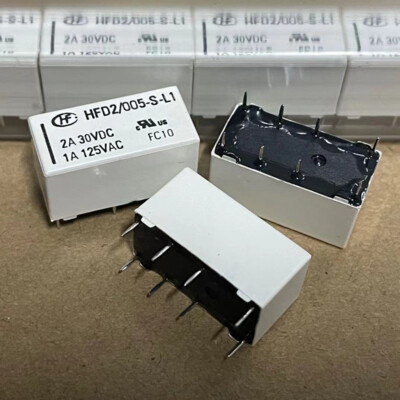 2Pcs HONGFA HFD2-005-S-L1 5VDC Power Relay 8Pins 1A 125VAC