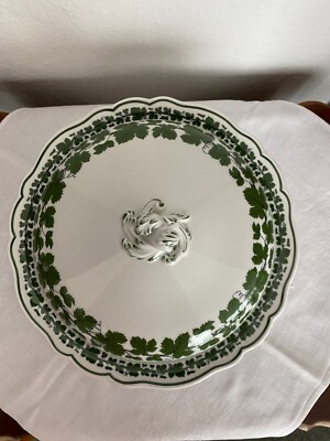 Meissen exklusive Deckel Schüssel Terrine Weinlaub Voller grüner Weinkranz 1.Wah