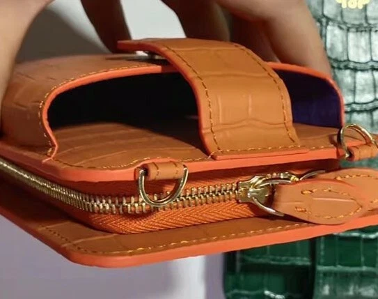 Embossed Crocodile Crossbody in-Built Wallet with Outside Cell Phone Pocket - Image 3 of 4