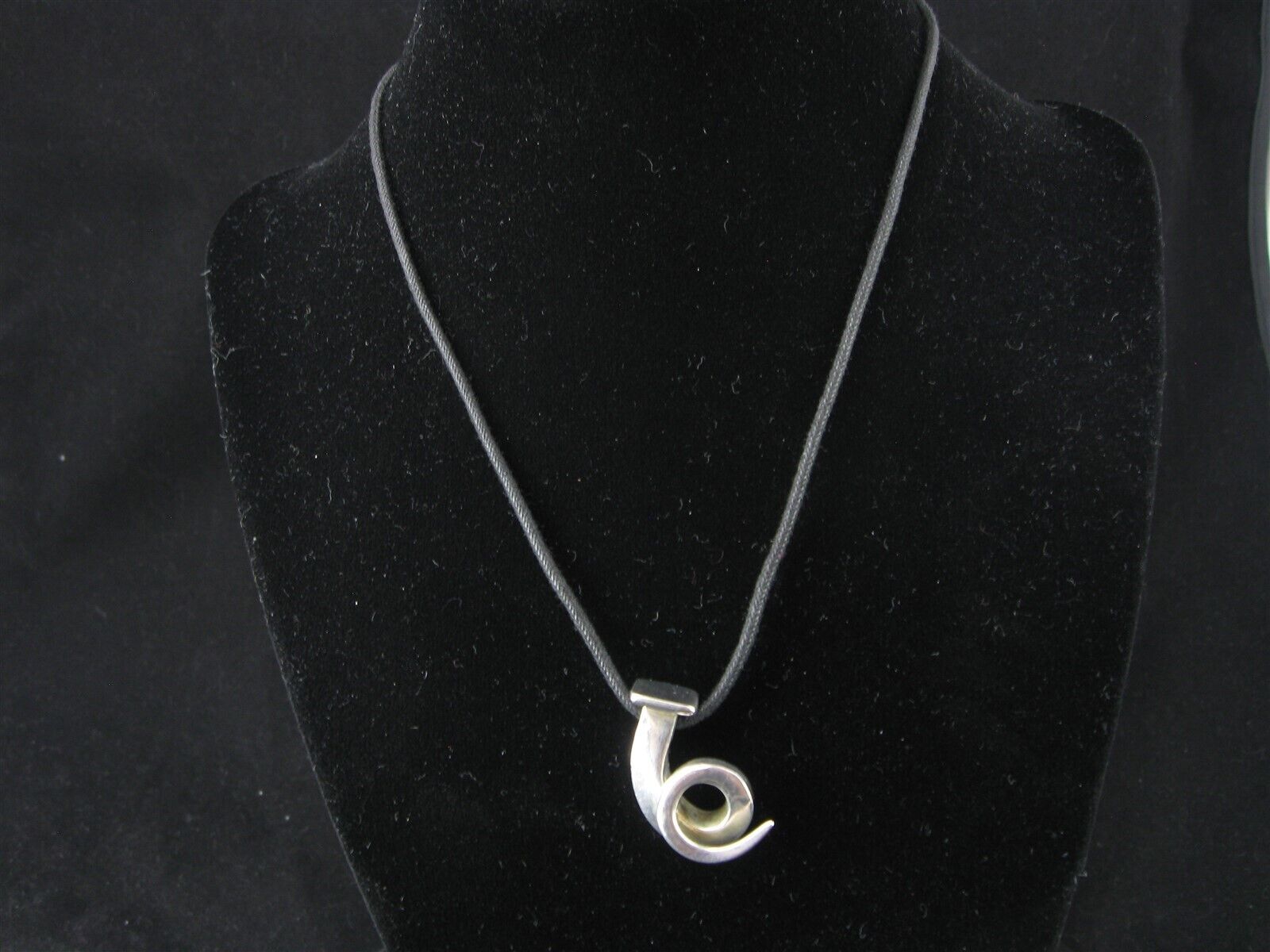Ilaria Sterling Silver 950 Pendant on Adjustable Black Cord Necklace