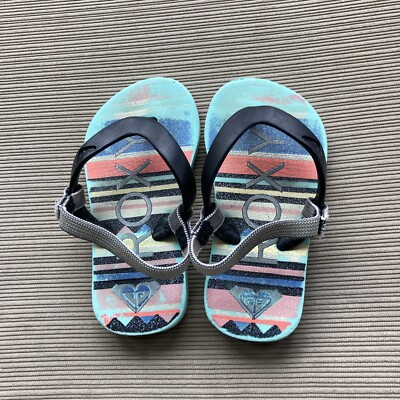 Roxy Multicolor Flip Flops Slip On Slingback Sandals Little Kids