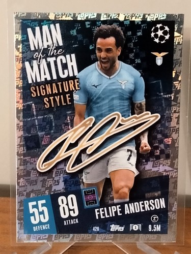 FELIPE ANDERSON 2023 Topps ⚽ Man of the Match Signature Style #526 SS LAZIO Mid