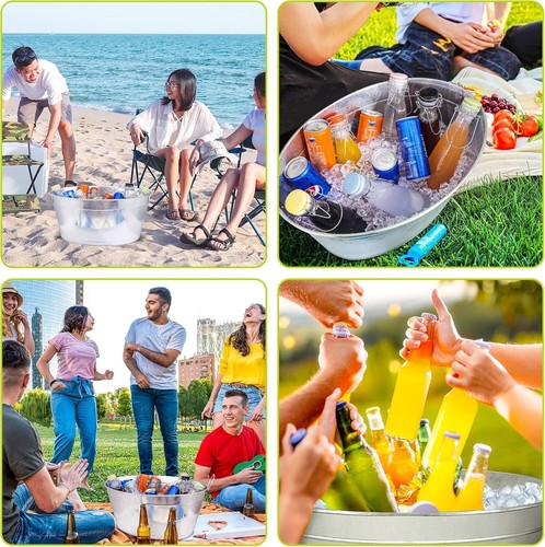 Rust-Resistant 6-Gallon Galvanized Beverage Tub - Ideal for BBQs & Weddings - 第 9/9 張圖片