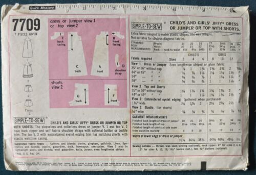 1960s A Line Dress Sundress Pinafore Knickers Simplicity 7709 Sewing Pattern - Picture 3 of 3
