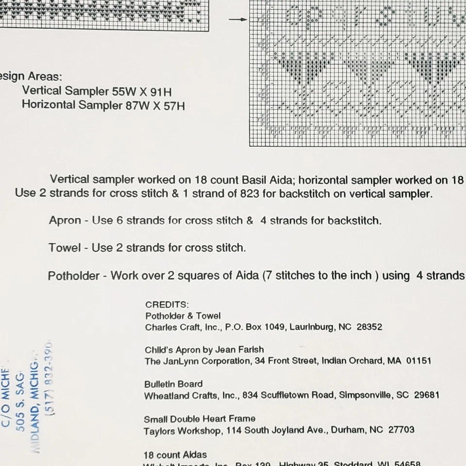 Theron Traditions Sampler Cross Stitch Leaflet #10 Country Kitchen Hearts 1988 - Image 3 of 4