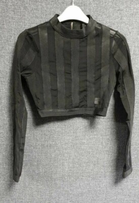 Missguided Bandage Mesh Stripe Crop Top Black UK 8 EU 36 UVP £35 LN102 KK 04