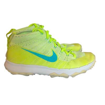 Nike Flyknit Chukka Spikeless Golf Shoes Volt Blue 819006-700