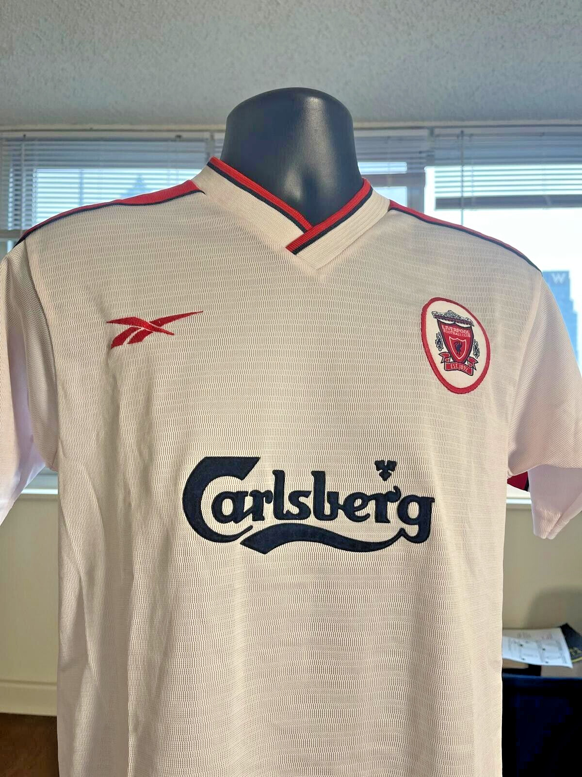 Rare Authentic Reebok Liverpool 1998 White Away Vintage Soccer Jersey Size S