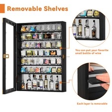 Shot Glass Display Case with Removable Shelves, Wall-Mounted Display Cabinet 