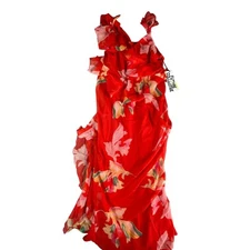 Future Collective Dress Womens Small Red Floral Sundress Long Ruffle Flowy NWT