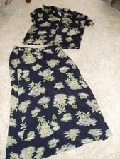 Vintage 2 Pc SAG HARBOR Skirt  Blouse Set M Medium Button Up Shirt Rayon 0 S/H