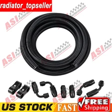 NEW 12AN Fuel Line Kit AN12 Braided Nylon Fuel Hose CPE 10FT Black OD:0.93" NEW