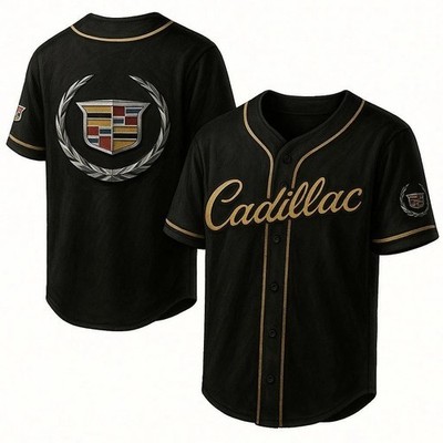 Cadillac Baseball Jersey 3d Black Gold Luxury Car Shirt Gift For Car Enthus 3D.