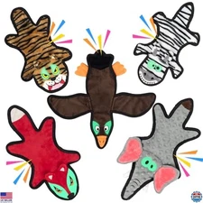 No-Stuffing Dog Squeaky Toys Set â€“ 5 Crinkle Plush Toys for Teething & Chewing