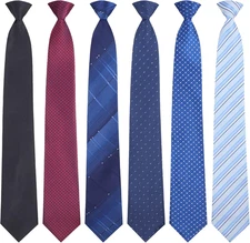 Janmercy 6 Pcs Clip on Tie for Men Clip on Easy Necktie Striped Solid Plaid Dots