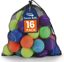 Colorful Tennis Balls for Dogs, 2.5 Inches, 16 Pack, Non Squeaky