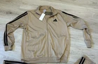 adidas Men's Fire Open Hem 3-Stripes Tricot Track Jacket JX5510 Khaki Bird