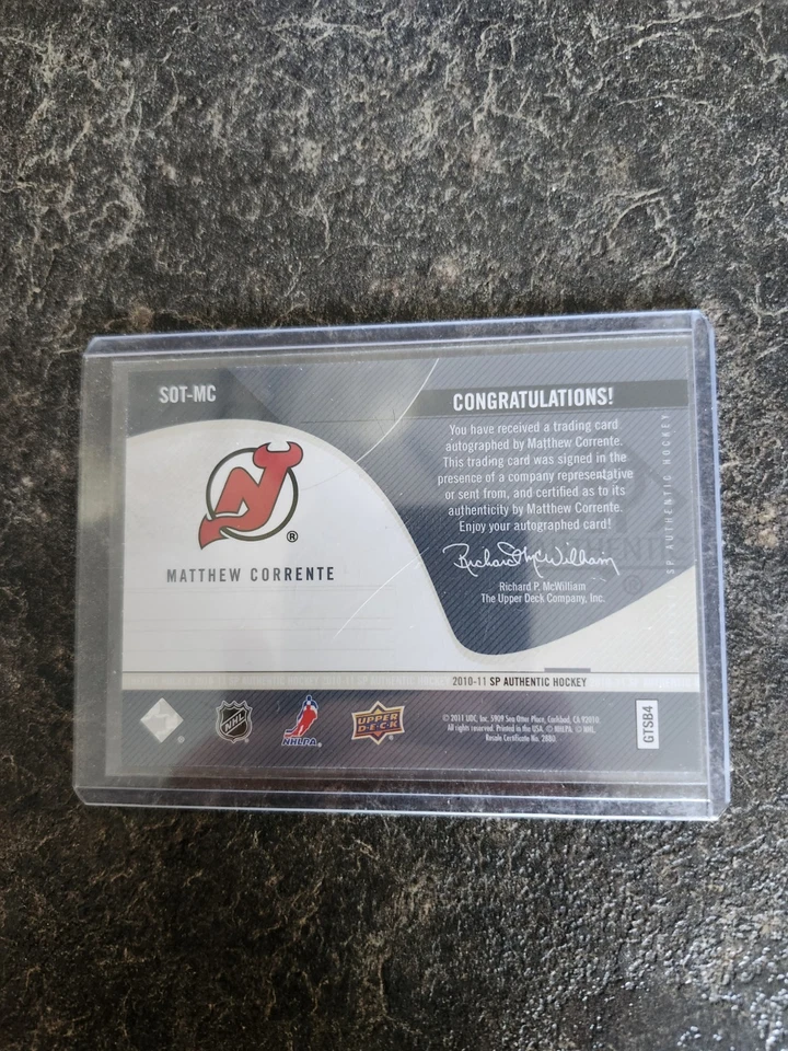 2010-11 SP Authentic Sign Of The Times Matthew Corrente Card# SOT-MC - Image 2 of 2