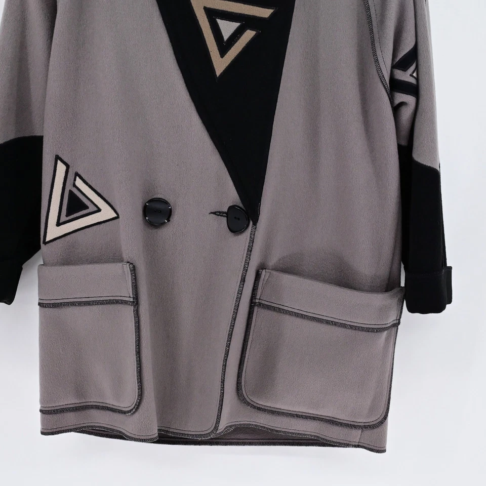 Abrigo Chaqueta Triángulo Geométrico De Colección Años 90 BOHO 100% Lana Hecho en EE. UU. Gran Tamaño Foto 4 de 4